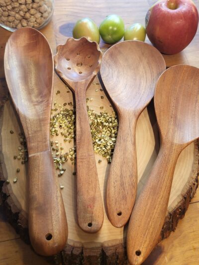 Non toxic spoon made from neem wood. ideal cooking set, wooden spoon.