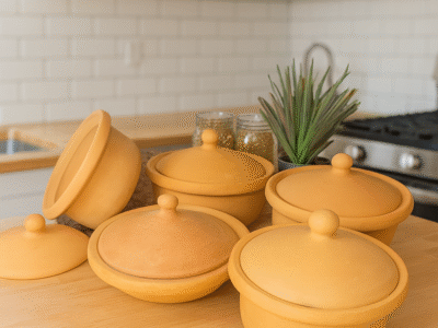 Set of 5 Miriams Earthen Cookware Pots and pans! A great, healthy starter set for your family.