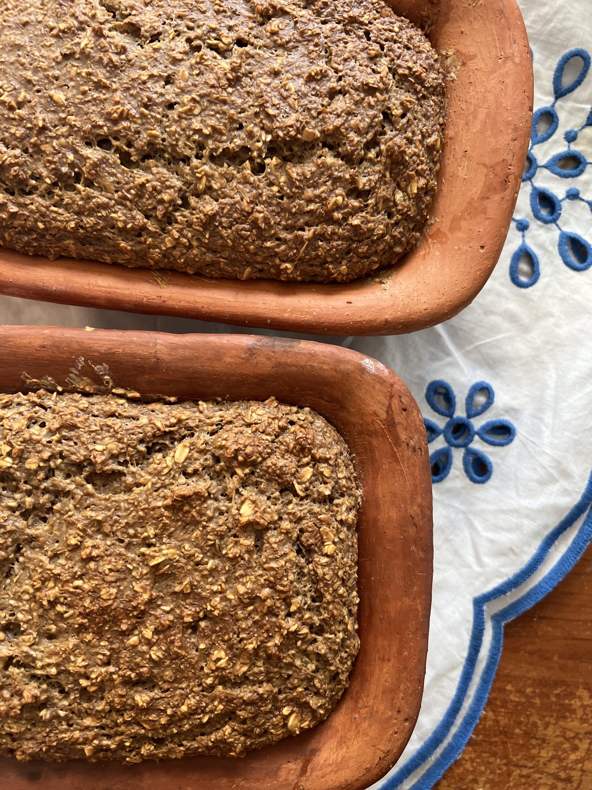 Hearty Irish Oat Bread in Non-Toxic Clay Bread Pans